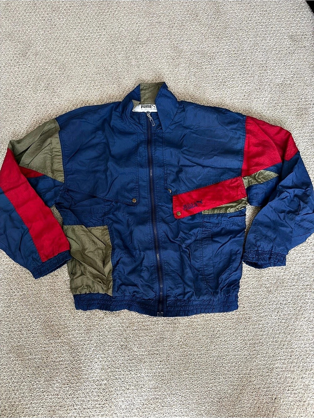 Vintage 90s Puma Color Block Windbreaker Size Medium